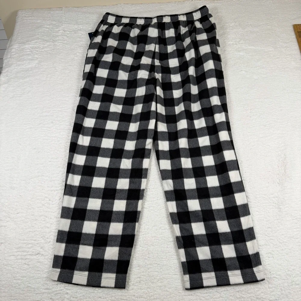 Club Room Men's Fleece Pajama Pant Black White Multi XL